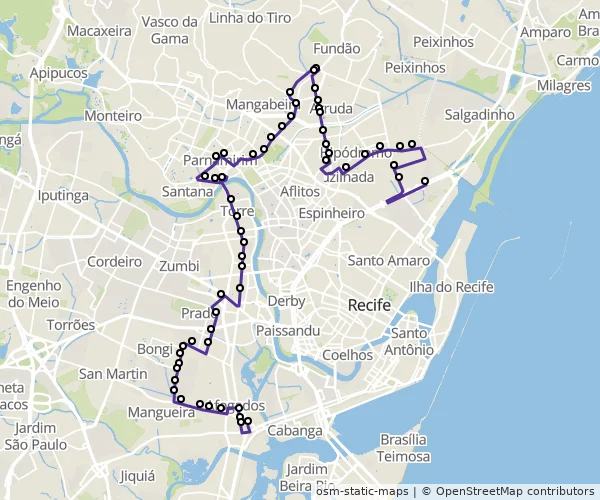 Mapa do itinerário da linha