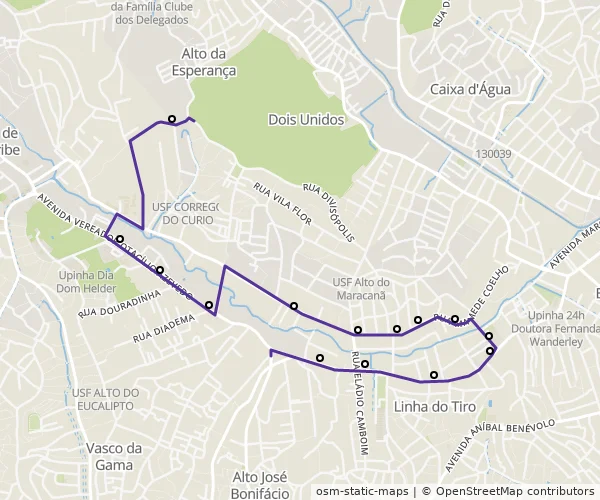 Mapa do itinerário da linha