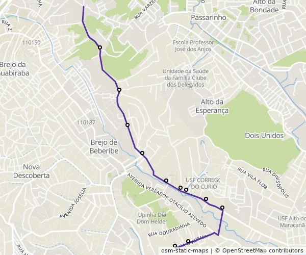 Mapa do itinerário da linha
