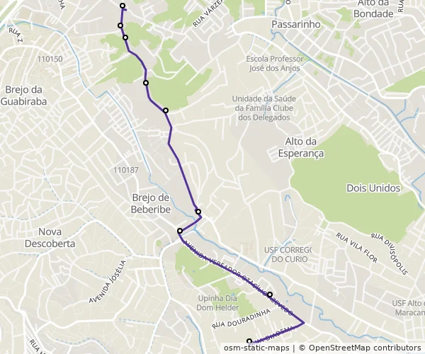 Mapa do itinerário da linha