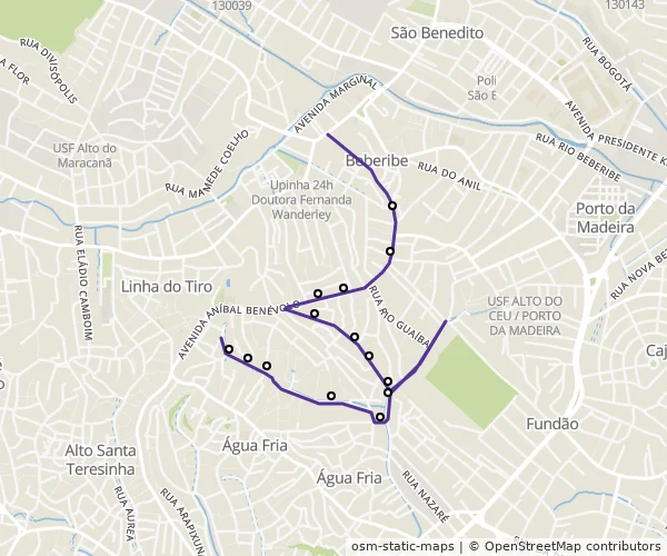 Mapa do itinerário da linha