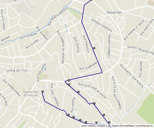 Mapa do itinerário da linha