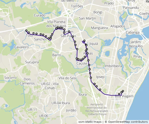 Mapa do itinerário da linha