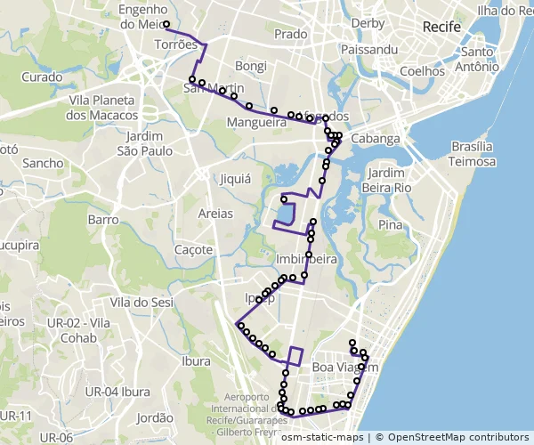 Mapa do itinerário da linha