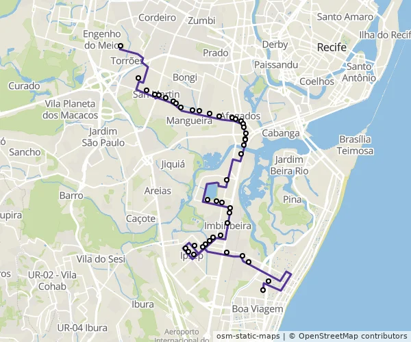 Mapa do itinerário da linha