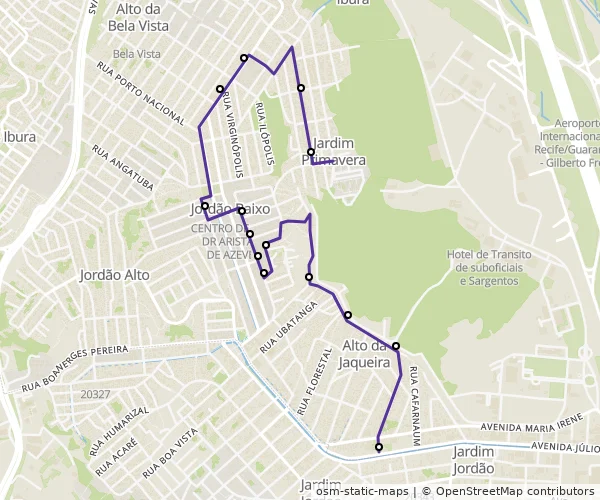 Mapa do itinerário da linha