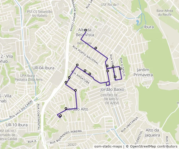 Mapa do itinerário da linha