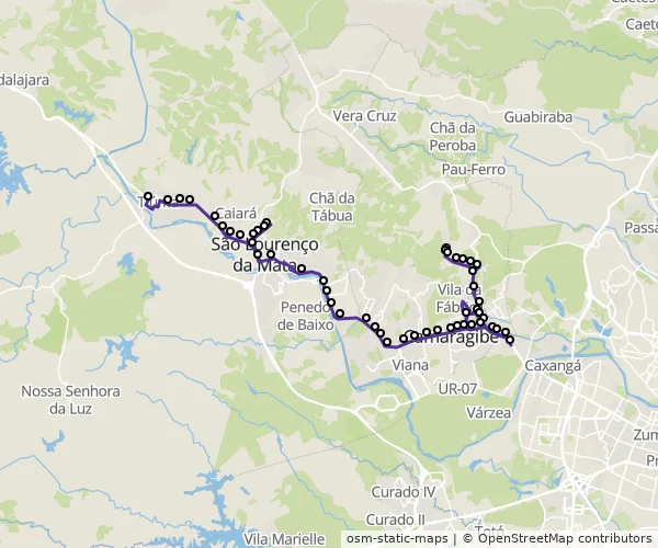 Mapa do itinerário da linha