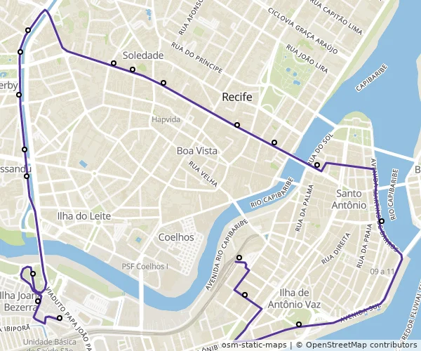 Mapa do itinerário da linha