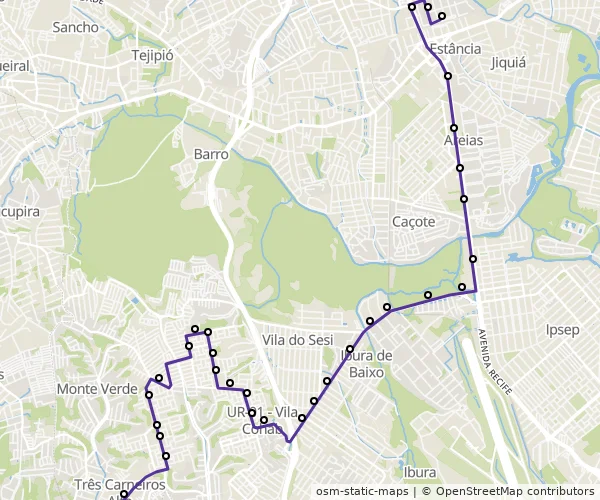 Mapa do itinerário da linha