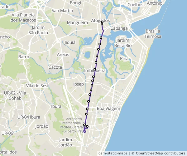 Mapa do itinerário da linha