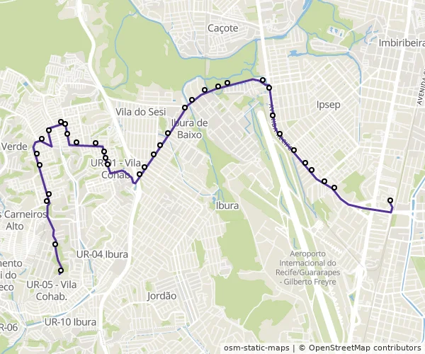 Mapa do itinerário da linha