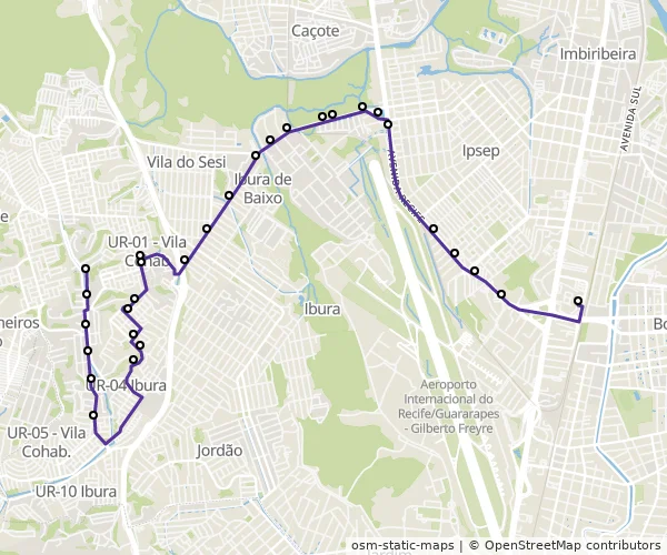 Mapa do itinerário da linha