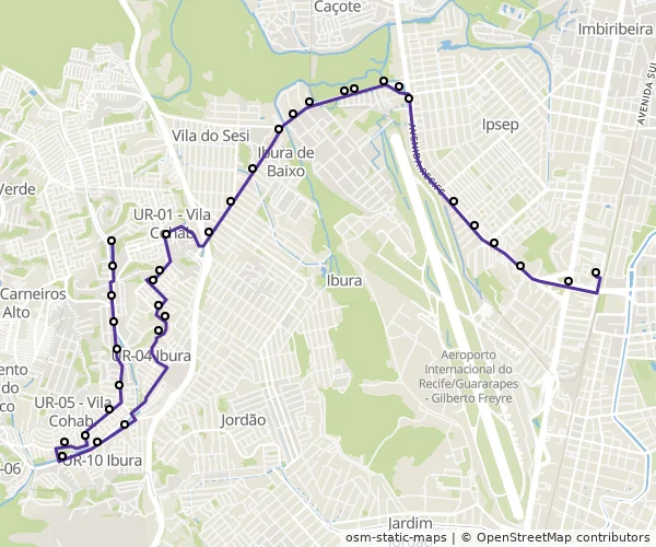 Mapa do itinerário da linha