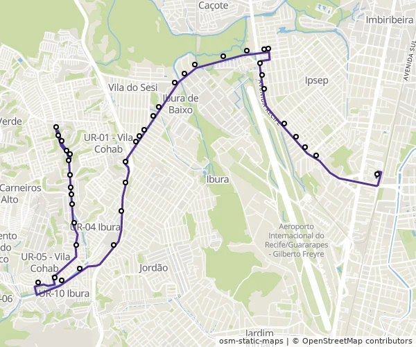 Mapa do itinerário da linha