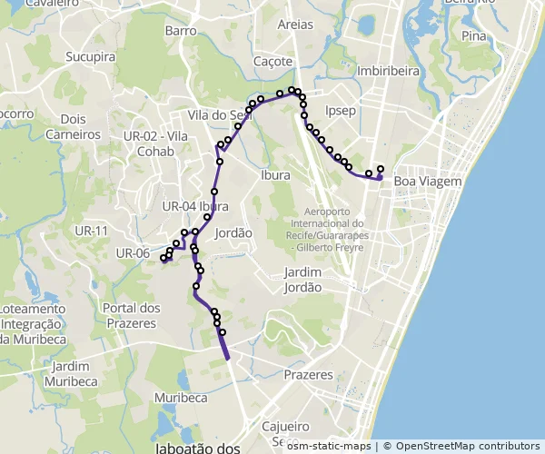 Mapa do itinerário da linha