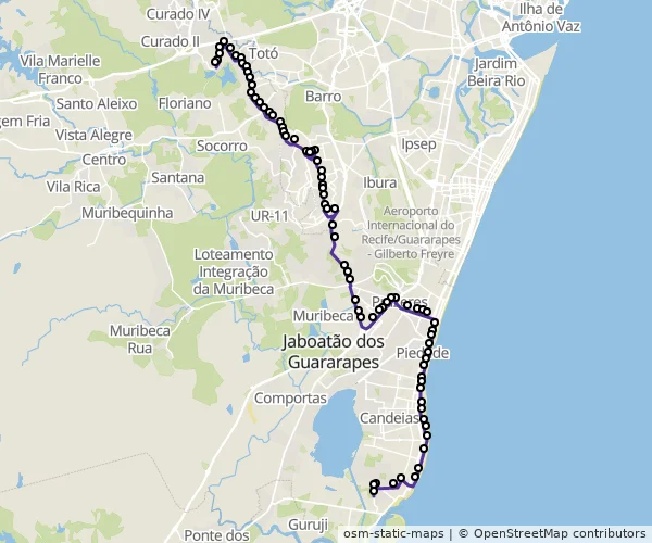 Mapa do itinerário da linha