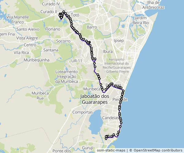 Mapa do itinerário da linha