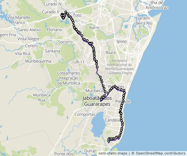 Mapa do itinerário da linha