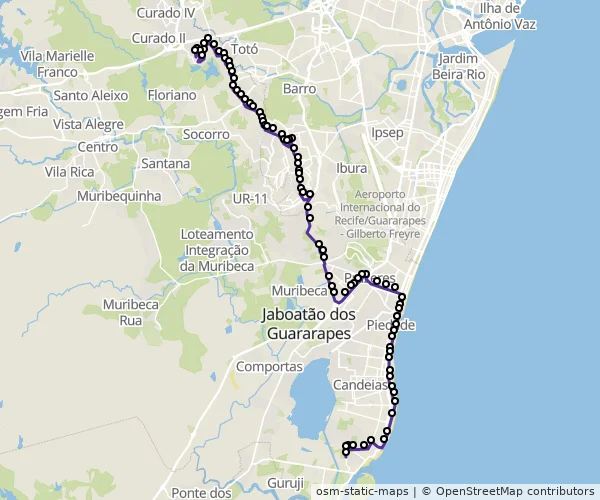 Mapa do itinerário da linha