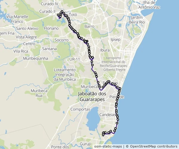 Mapa do itinerário da linha