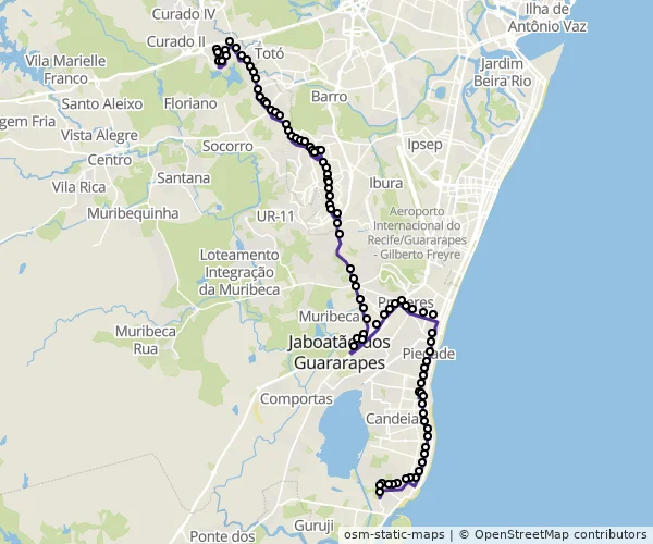Mapa do itinerário da linha