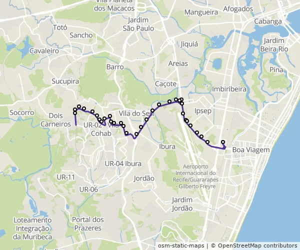 Mapa do itinerário da linha