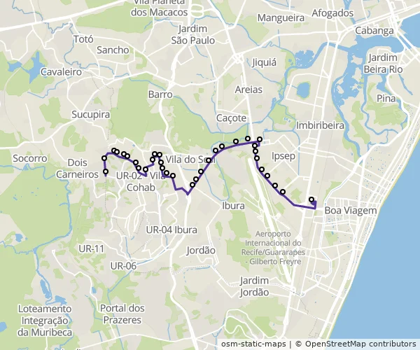 Mapa do itinerário da linha