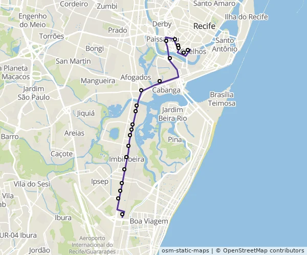 Mapa do itinerário da linha