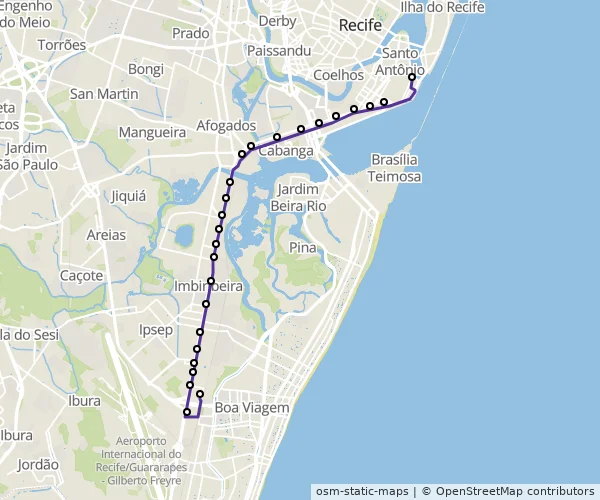 Mapa do itinerário da linha