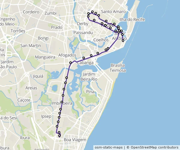 Mapa do itinerário da linha
