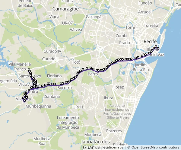 Mapa do itinerário da linha
