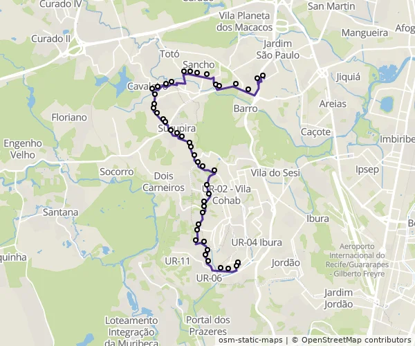 Mapa do itinerário da linha