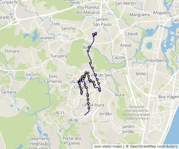 Mapa do itinerário da linha