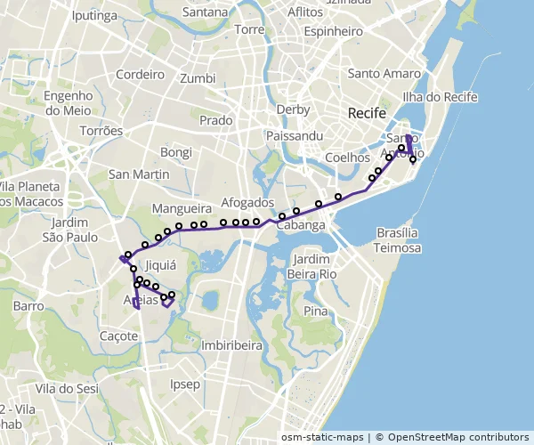 Mapa do itinerário da linha
