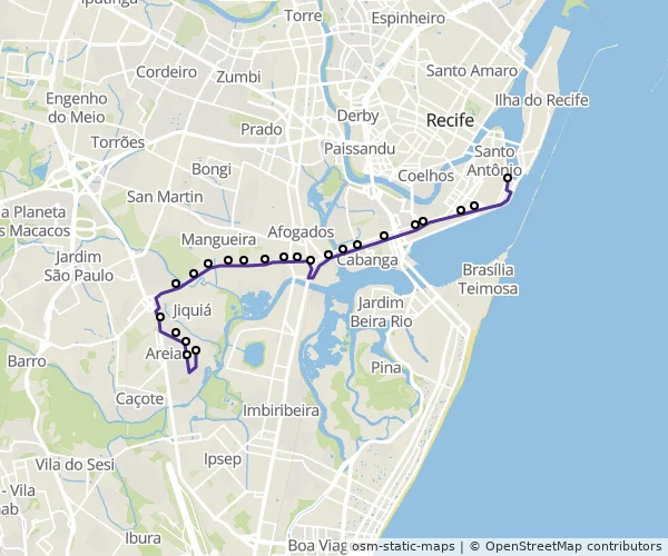 Mapa do itinerário da linha