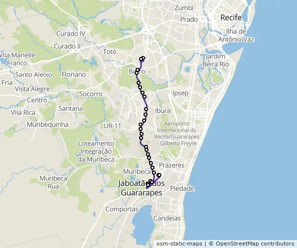 Mapa do itinerário da linha