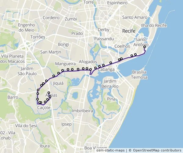 Mapa do itinerário da linha