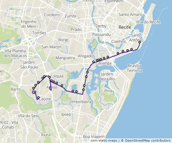 Mapa do itinerário da linha