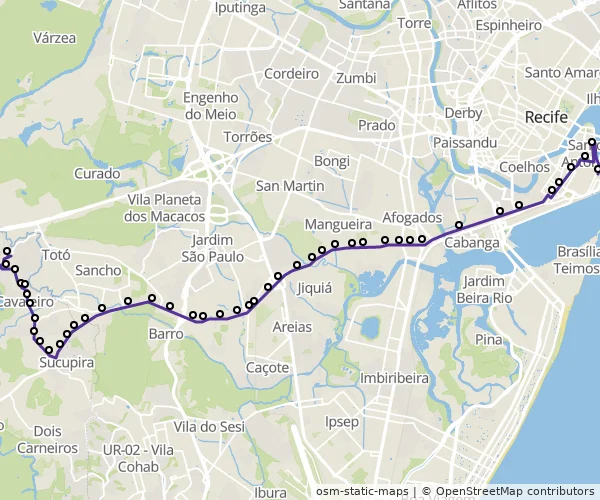 Mapa do itinerário da linha