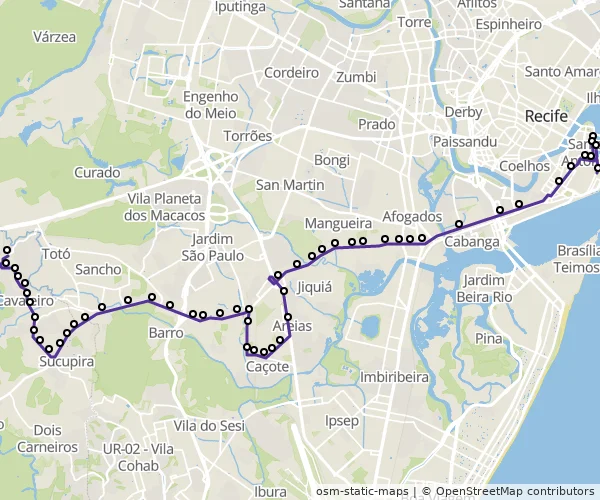 Mapa do itinerário da linha
