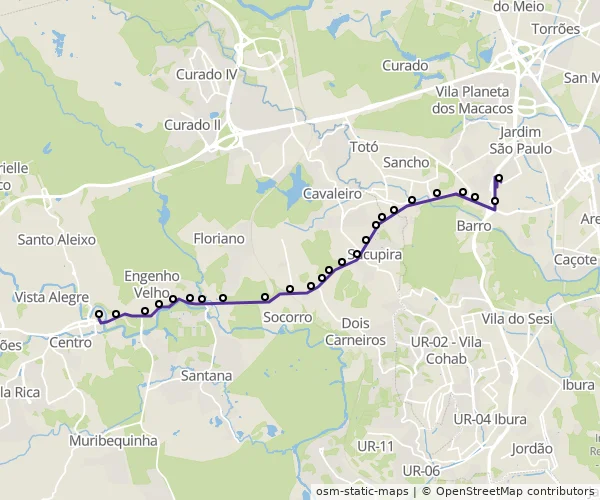 Mapa do itinerário da linha