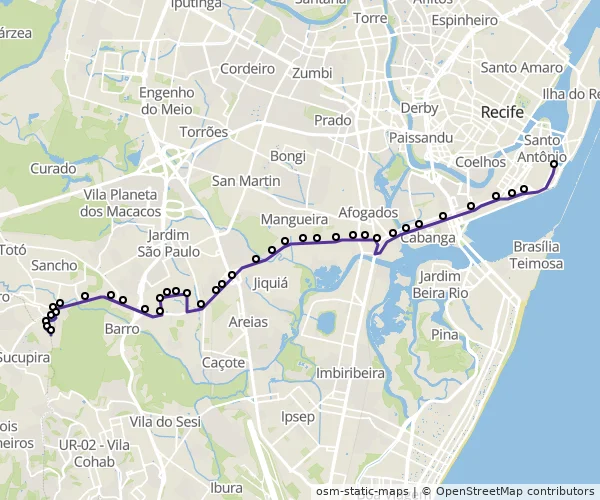Mapa do itinerário da linha