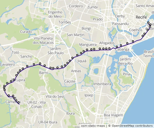 Mapa do itinerário da linha