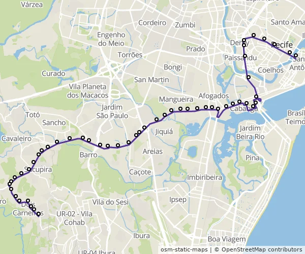 Mapa do itinerário da linha