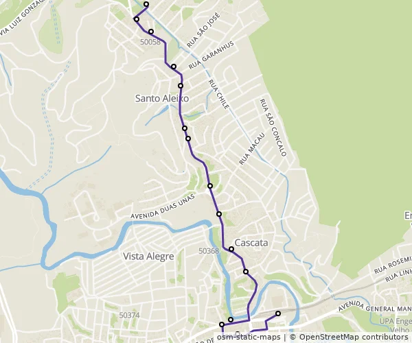 Mapa do itinerário da linha