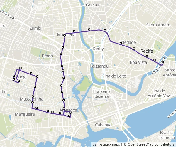 Mapa do itinerário da linha