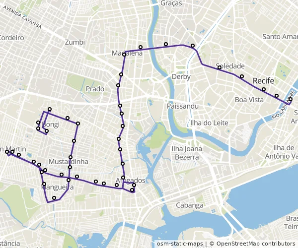 Mapa do itinerário da linha