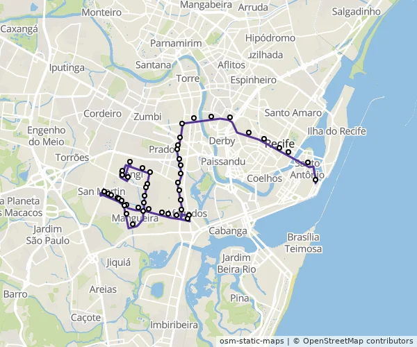 Mapa do itinerário da linha