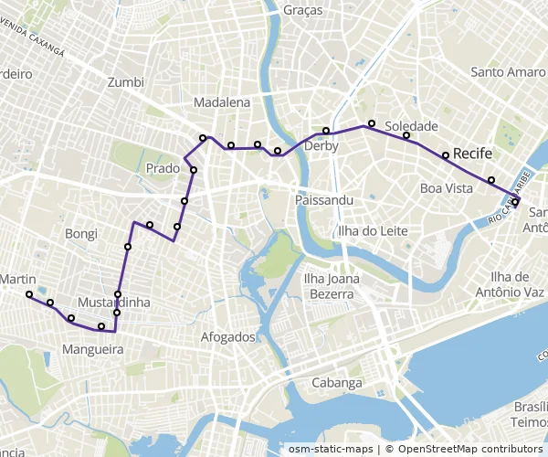 Mapa do itinerário da linha